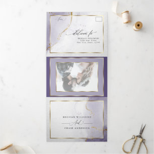 Dusty Plum Paars Tri-Fold Invitation Drieluik Uitnodiging