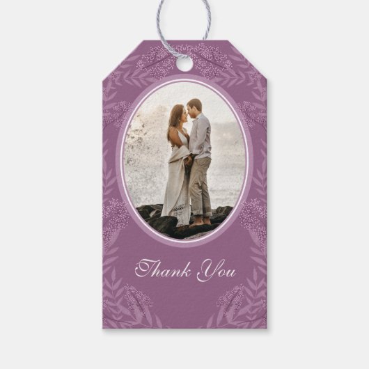 Dusty Plum Paars Wedding Botanical Cadeaulabel (Voorkant)