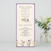 Dusty Purple Boho Programme de mariage Fleur sauva (Debout devant)
