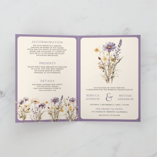 Dusty Purple Boho Wildflower QR Code Wedding (Binnen)