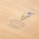 Dusty Purple Boho Wildflower Wedding Acryl Uitnodigingen (Laagn)