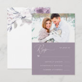 Dusty Purple Calligraphie et Floral Photo Rsvp (Devant / Derrière)