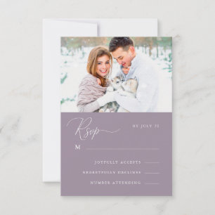 Dusty Purple Calligraphie et Floral Photo Rsvp
