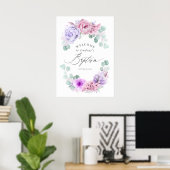 Dusty Purple et rose Floral Baptism Affiche de bie (Bureau à domicile)