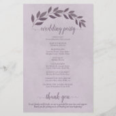 Dusty Purple Feuille Programme de mariage budgétai (Dos)
