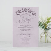 Dusty Purple Feuille Programme de mariage budgétai (Debout devant)