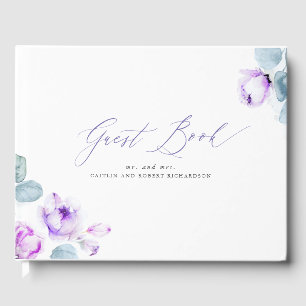 Dusty Purple Floral Élégant Mariage Livre d'invité