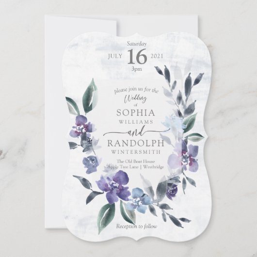 Dusty Purple Floral Garden Invitation de mariage, (Devant)