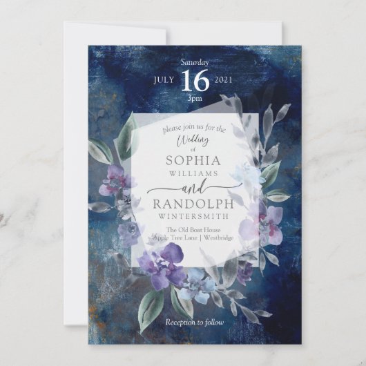 Dusty Purple Floral Garden Invitation de mariage, (Devant)
