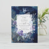 Dusty Purple Floral Garden Invitation de mariage, (Debout devant)