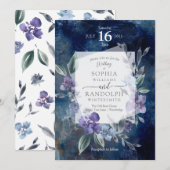 Dusty Purple Floral Garden Invitation de mariage, (Devant / Derrière)