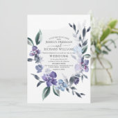 Dusty Purple Floral Garden Invitation de mariage, (Debout devant)