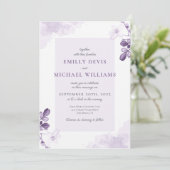 Dusty Purple Floral Rustique Faire-part de mariage (Debout devant)