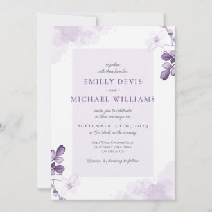 Dusty Purple Floral Rustique Faire-part de mariage