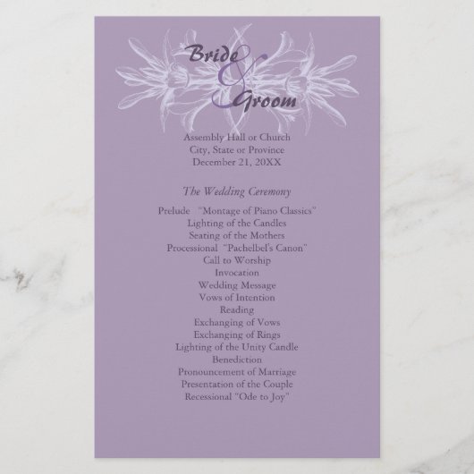 Dusty Purple Floral Wedding Programme (Devant)