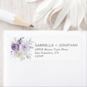 Dusty Purple Floral Wedding Return Address Etiket (Insitu)