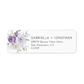 Dusty Purple Floral Wedding Return Address Etiket (Voorkant)
