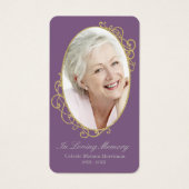 Dusty Purple Gold Photo Funeral Prayer Card (Devant)