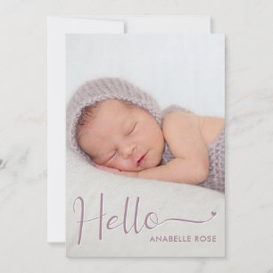 Dusty Purple Hello Baby Photo Faire-part de naissa