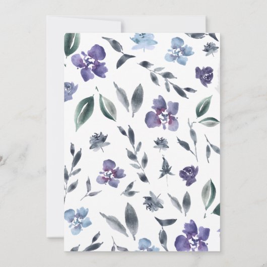 Dusty Purple jardin fleuri Mariage Invitation (Dos)