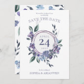 Dusty Purple jardin fleuri Mariage Invitation (Devant / Derrière)