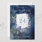 Dusty Purple jardin fleuri Mariage Invitation (Devant)