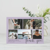 Dusty Purple Mariage Photo Collage Merci (Debout devant)