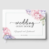 Dusty Purple & Pink Hydrangea Mariage livre d'hôte (Recto)