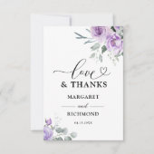 Dusty Purple Rustic Floral Mariage Carte de remerc (Devant)