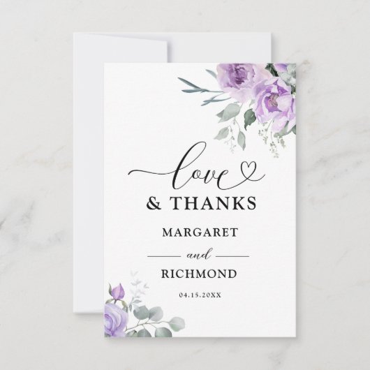 Dusty Purple Rustic Floral Mariage Carte de remerc (Devant)