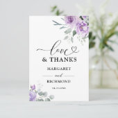 Dusty Purple Rustic Floral Mariage Carte de remerc (Debout devant)