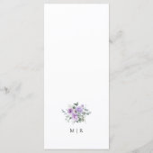 Dusty Purple Rustic Floral Menu Mariage (Dos)