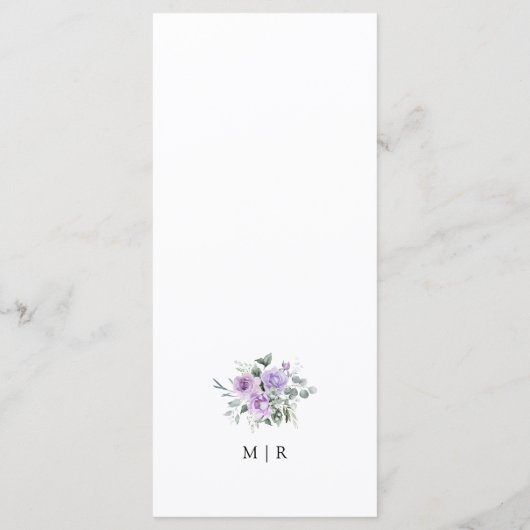 Dusty Purple Rustic Floral Menu Mariage (Dos)