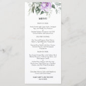 Dusty Purple Rustic Floral Menu Mariage (Devant)