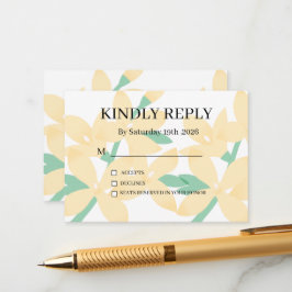 Dusty Purple Silver Gray Floral Rustic RSVP Card Informatiekaartje