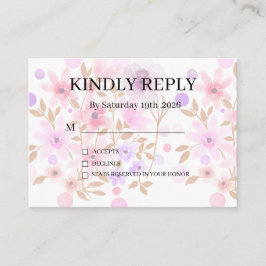 Dusty Purple Silver Gray Floral Rustic RSVP Card Informatiekaartje