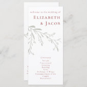 Dusty Red Feuilles et Berries Programme de mariage (Devant / Derrière)