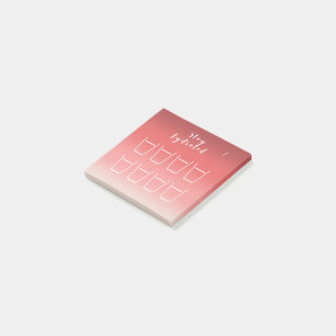 Dusty Red Pink Gradient Water Drink Tracker Post-it® Notes