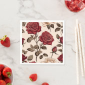 Dusty Red Rose Pattern Servet (Insitu)
