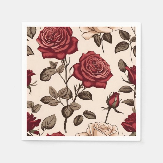 Dusty Red Rose Pattern Servet (Voorkant)