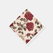 Dusty Red Rose Pattern Servet (Hoek)