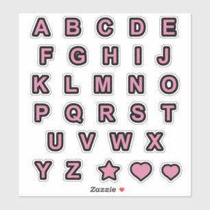 Dusty Roos and Black Capital Letters Alphabet Sticker