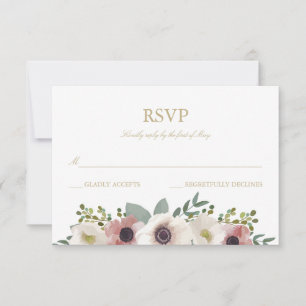 Dusty Roos Anemone Bouquet RSVP Card Kaartje