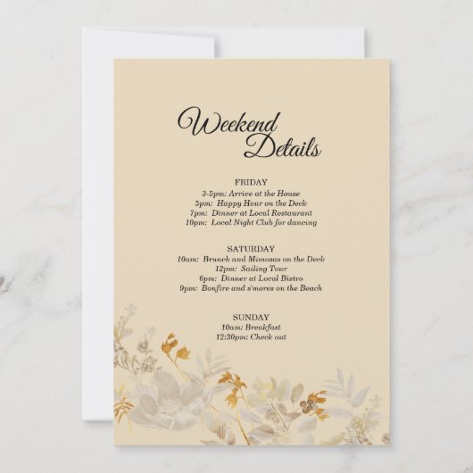 Dusty Roos Autumn Boho Bachelorette Weekend Invita Kaart (Achterkant)