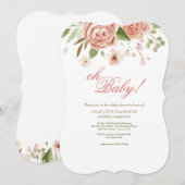 Dusty Roos Baby shower Invitation Kaart (Voorkant / Achterkant)