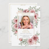 Dusty Roos Bloemen Begrafenis Orde van Service Pro Kaart (Voorkant / Achterkant)