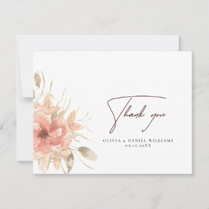 Dusty Roos Bloemen bruiloft Dank u kaart