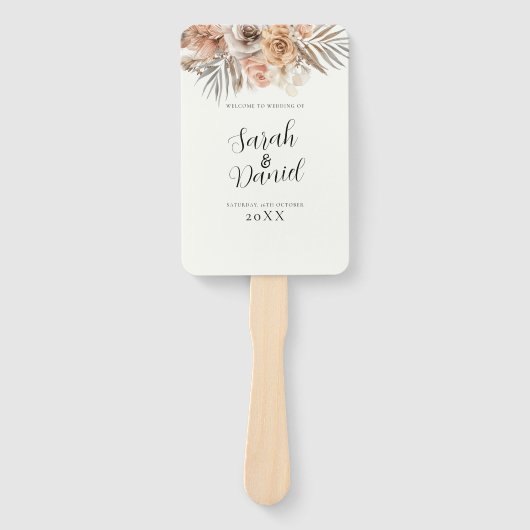 Dusty Roos Bloemen Krans Trouwprogramma's Handwaaier (Voorkant)