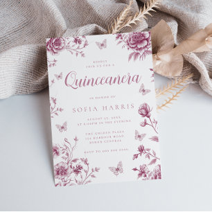Dusty Roos  Bloemen Quinceanera Party 15e Kaart