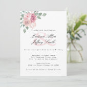 Dusty Roos Blush Floral Wedding Aankondiging (Staand voorkant)